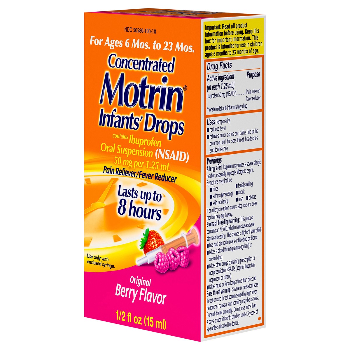 slide 4 of 7, Infant's Motrin Infants' Motrin Concentrated Drops, Fever Reducer, Ibuprofen, Berry Flavored.5 Oz, 0.50 fl oz