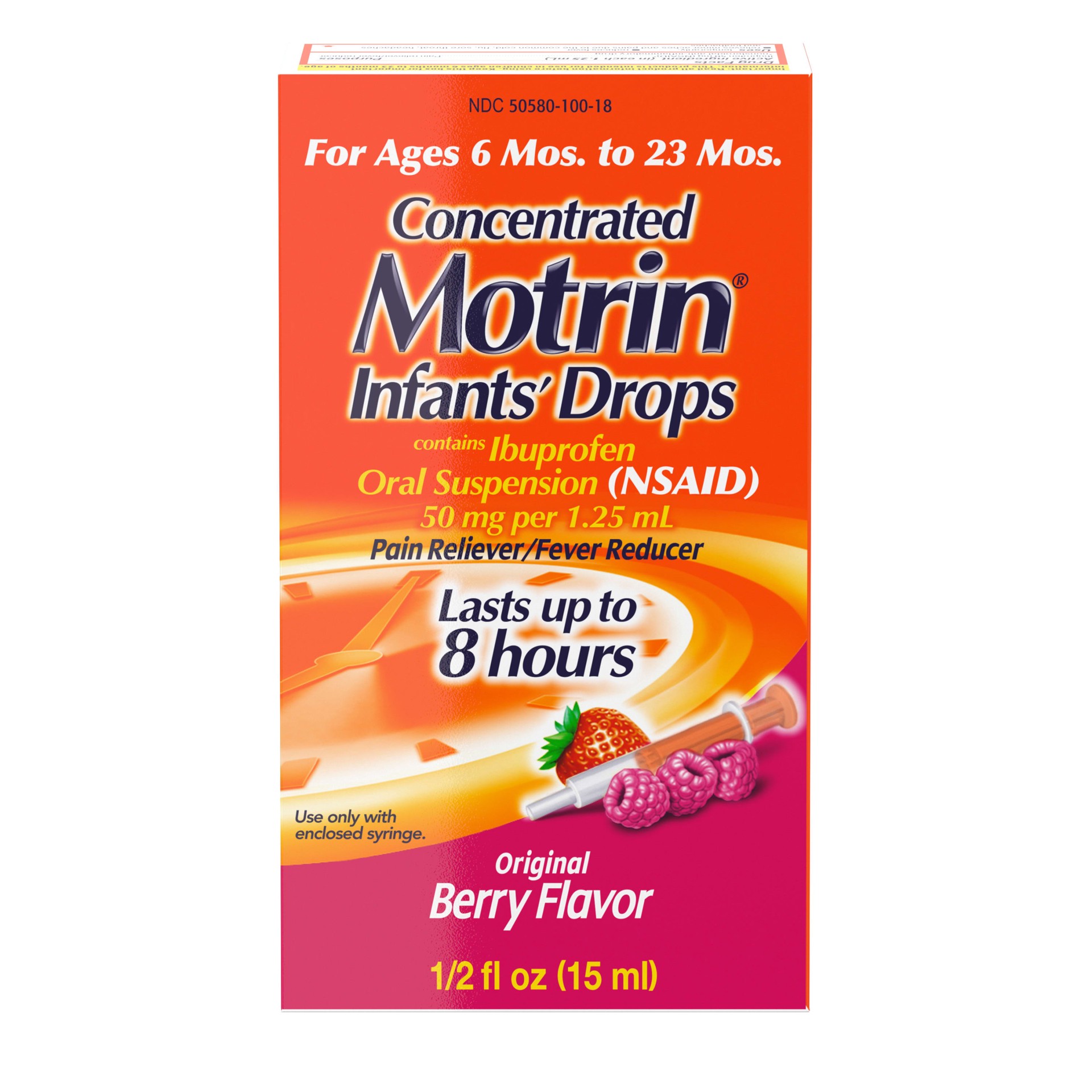 slide 1 of 7, Infant's Motrin Infants' Motrin Concentrated Drops, Fever Reducer, Ibuprofen, Berry Flavored.5 Oz, 0.50 fl oz