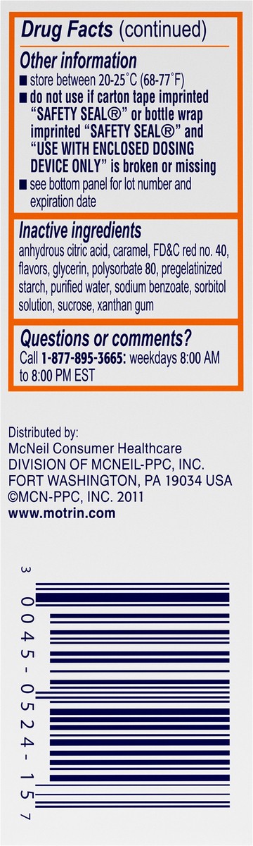 slide 6 of 7, Infant's Motrin Infants' Motrin Concentrated Drops, Fever Reducer, Ibuprofen, Berry Flavored.5 Oz, 0.50 fl oz