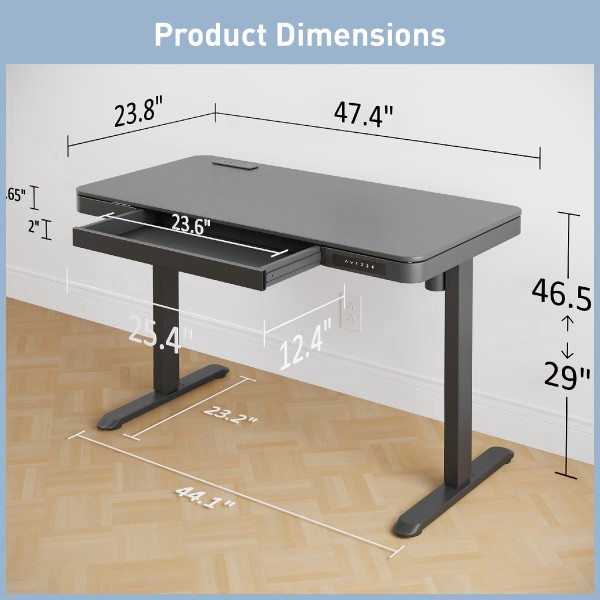 slide 10 of 10, Realspace® 47"" Vetra Electric Height-Adjustable Standing Desk, Black, 1 ct