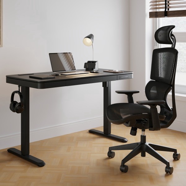 slide 2 of 10, Realspace® 47"" Vetra Electric Height-Adjustable Standing Desk, Black, 1 ct