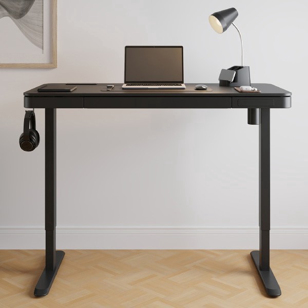slide 7 of 10, Realspace® 47"" Vetra Electric Height-Adjustable Standing Desk, Black, 1 ct