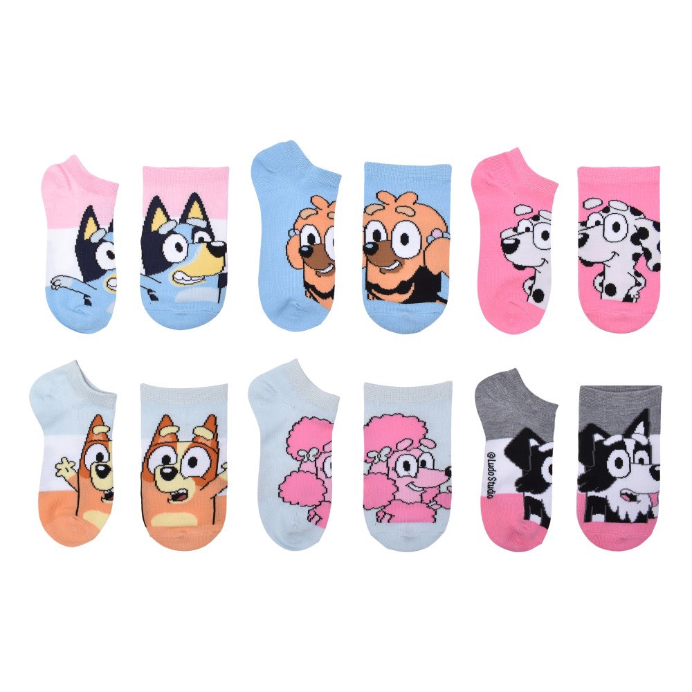 slide 2 of 5, Bluey Girls Rule! No-Show Assorted Socks, 6 ct