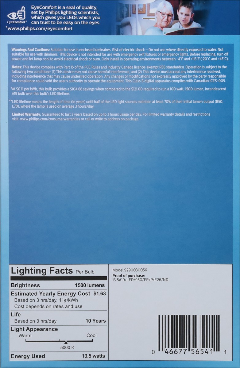 slide 9 of 9, Philips 13.5 Watts Daylight LED Light Bulbs 4 ea, 4 ct
