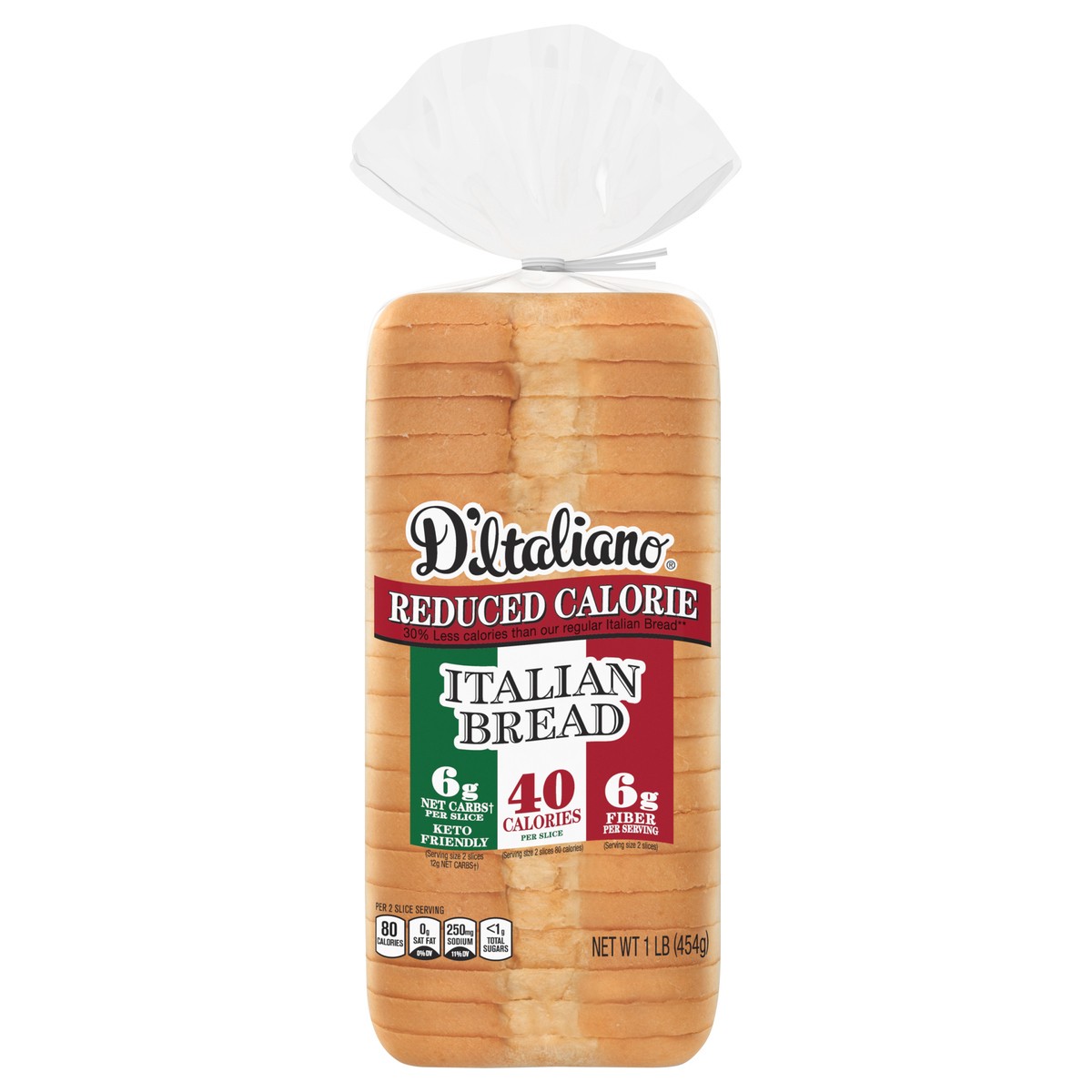 slide 1 of 5, D'Italiano Unseeded Italian Bread with Reduced Calories, 16 oz, 1 cnt