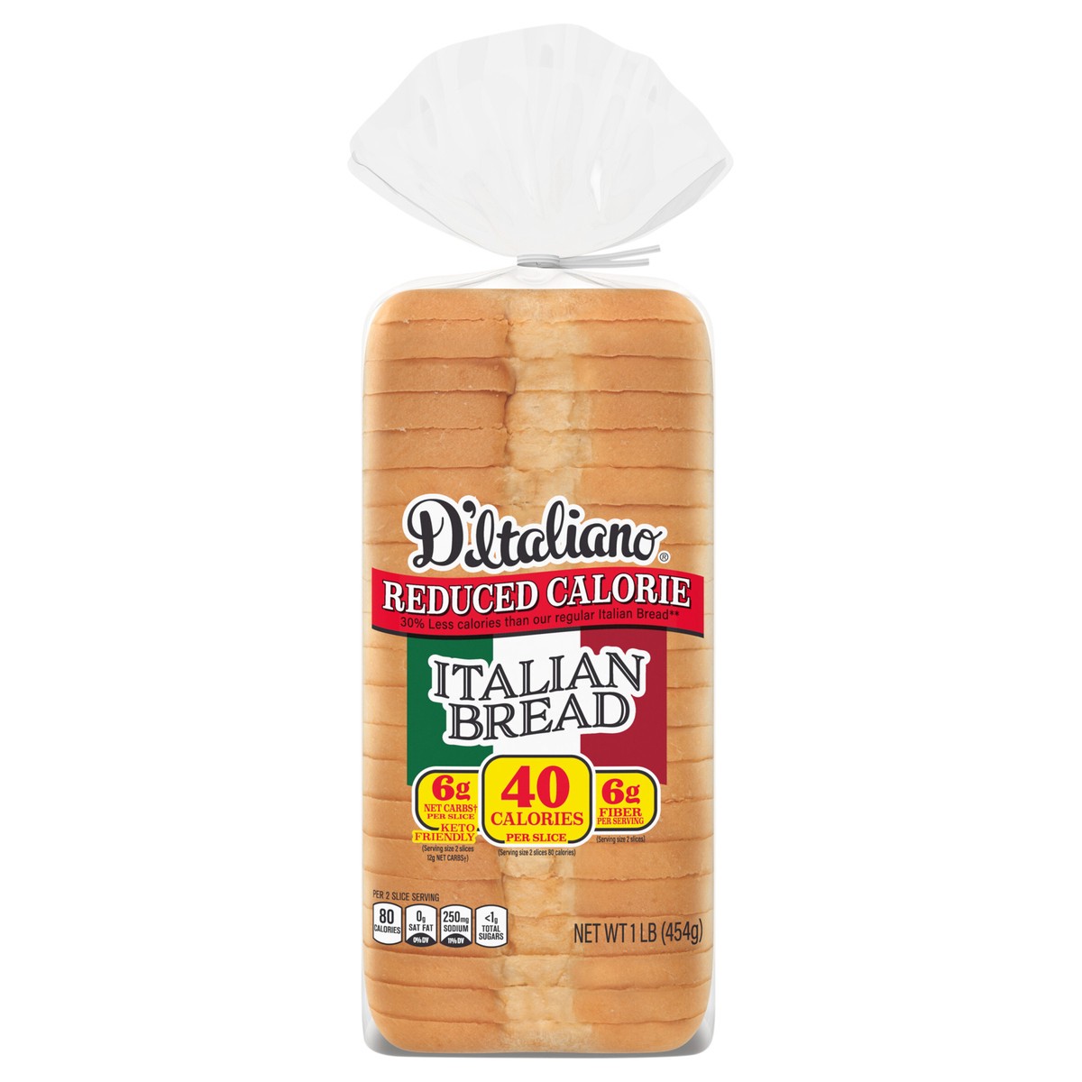 slide 1 of 5, D'Italiano Reduced Calorie Italian Bread, 16 oz, 1 lb