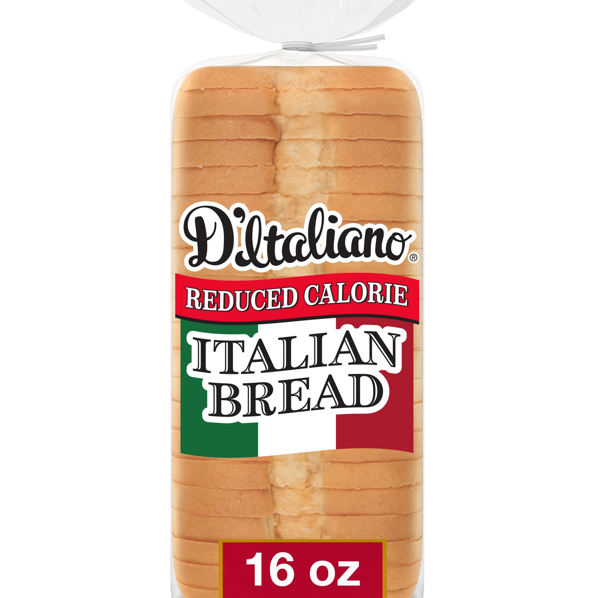 slide 1 of 5, D'Italiano Reduced Calorie Italian Bread, 16 oz, White Italian Bread, Bag, 16 oz