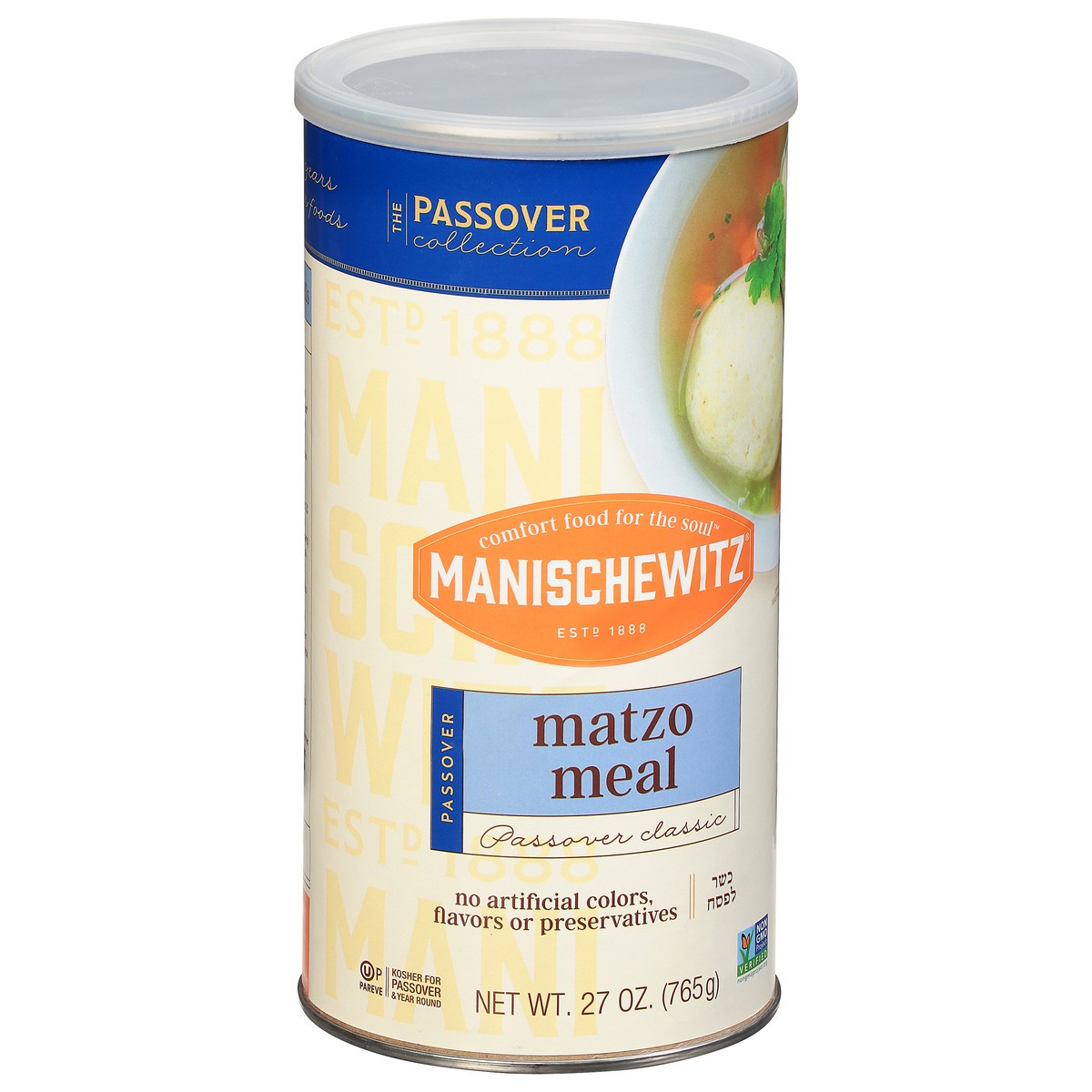 slide 6 of 12, Manischewitz Kosher Matzo Meal Canister, 27 oz