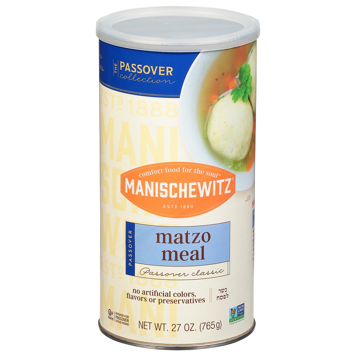 slide 1 of 12, Manischewitz Kosher Matzo Meal Canister, 27 oz