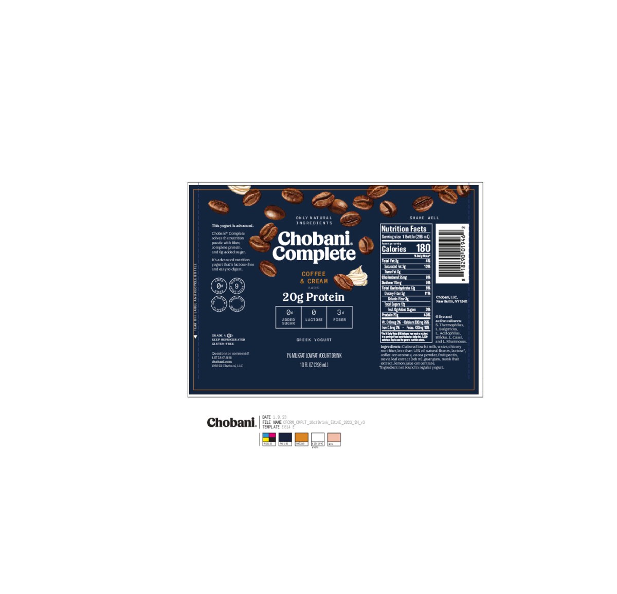 slide 10 of 13, Chobani Complete 1% Milkfat Lowfat Greek Coffee & Cream Flavored Yogurt Drink 10 fl oz, 10 fl oz