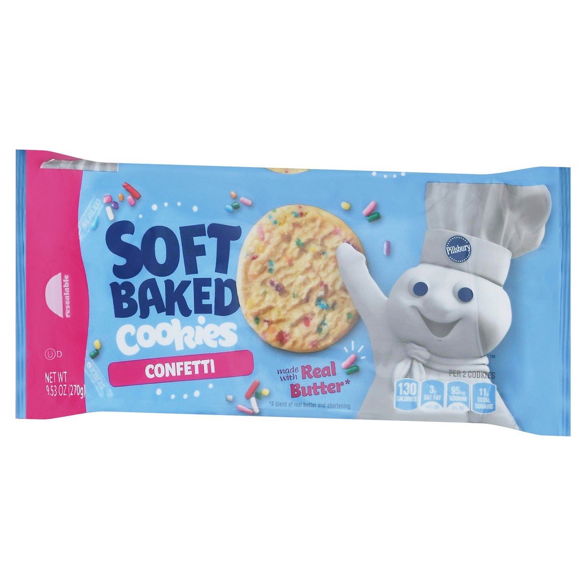 slide 8 of 11, Pillsbury Soft Baked Cookies, Confetti, 9.53 oz, 18 ct, 9.53 oz