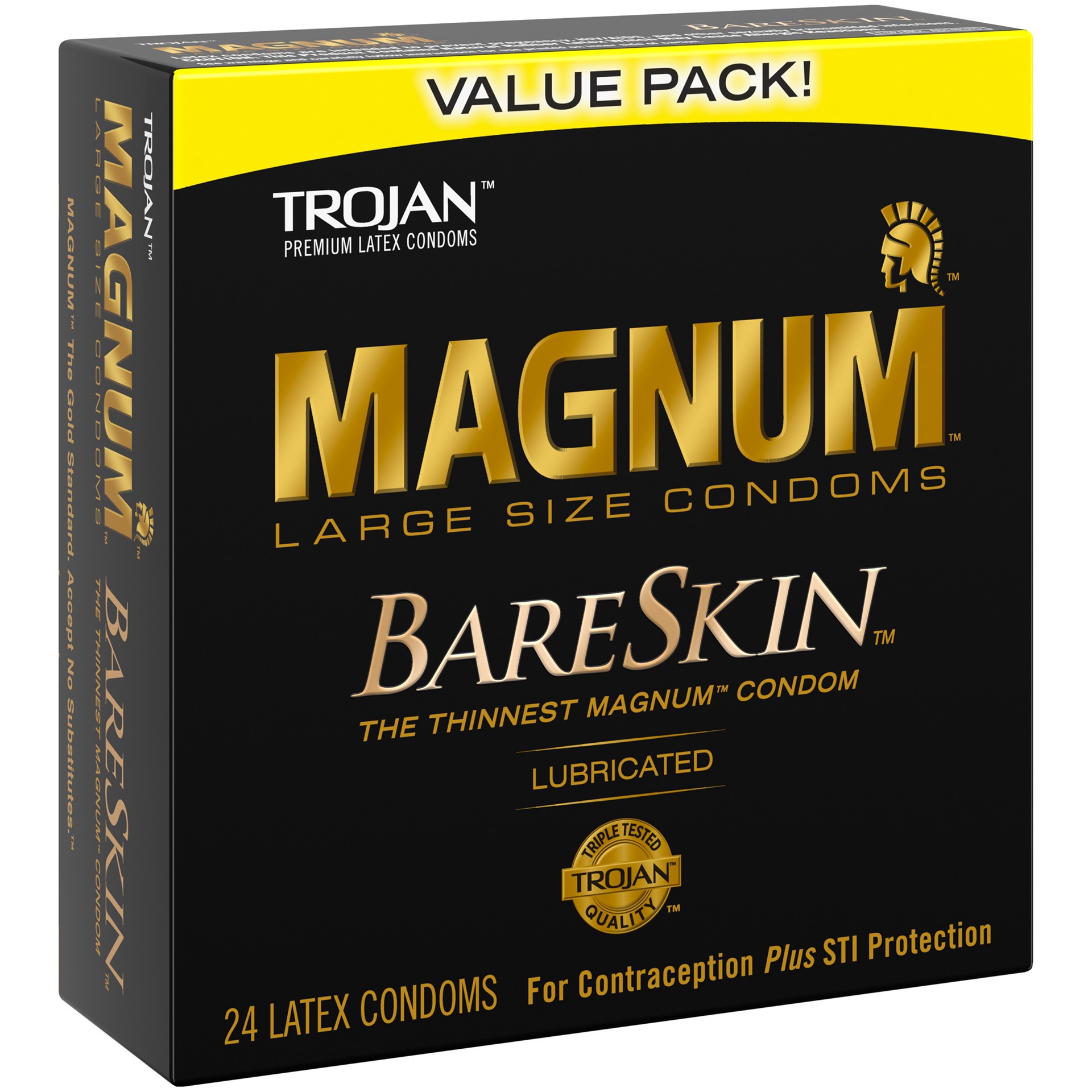 slide 4 of 4, Trojan Magnum Bareskin Large Condoms, Value Pack of Lubricated Condoms, 24 Count, 24 ct