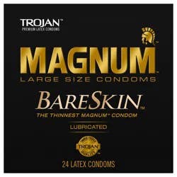Trojan Magnum Bareskin Large Condoms, Value Pack of Lubricated Condoms, 24 Count