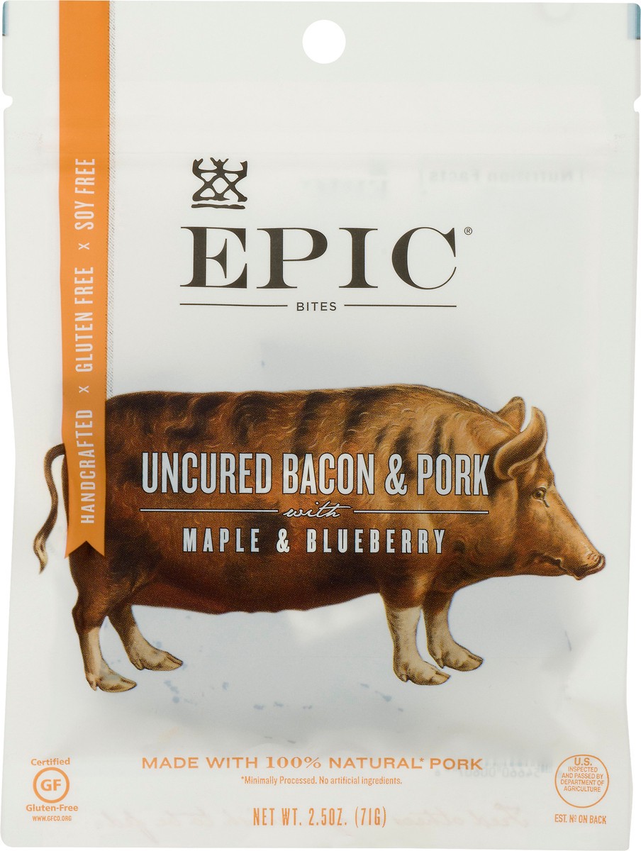 slide 9 of 12, Epic Uncured with Maple & Blueberry Bacon & Pork Bites 2.5 oz, 2.5 oz