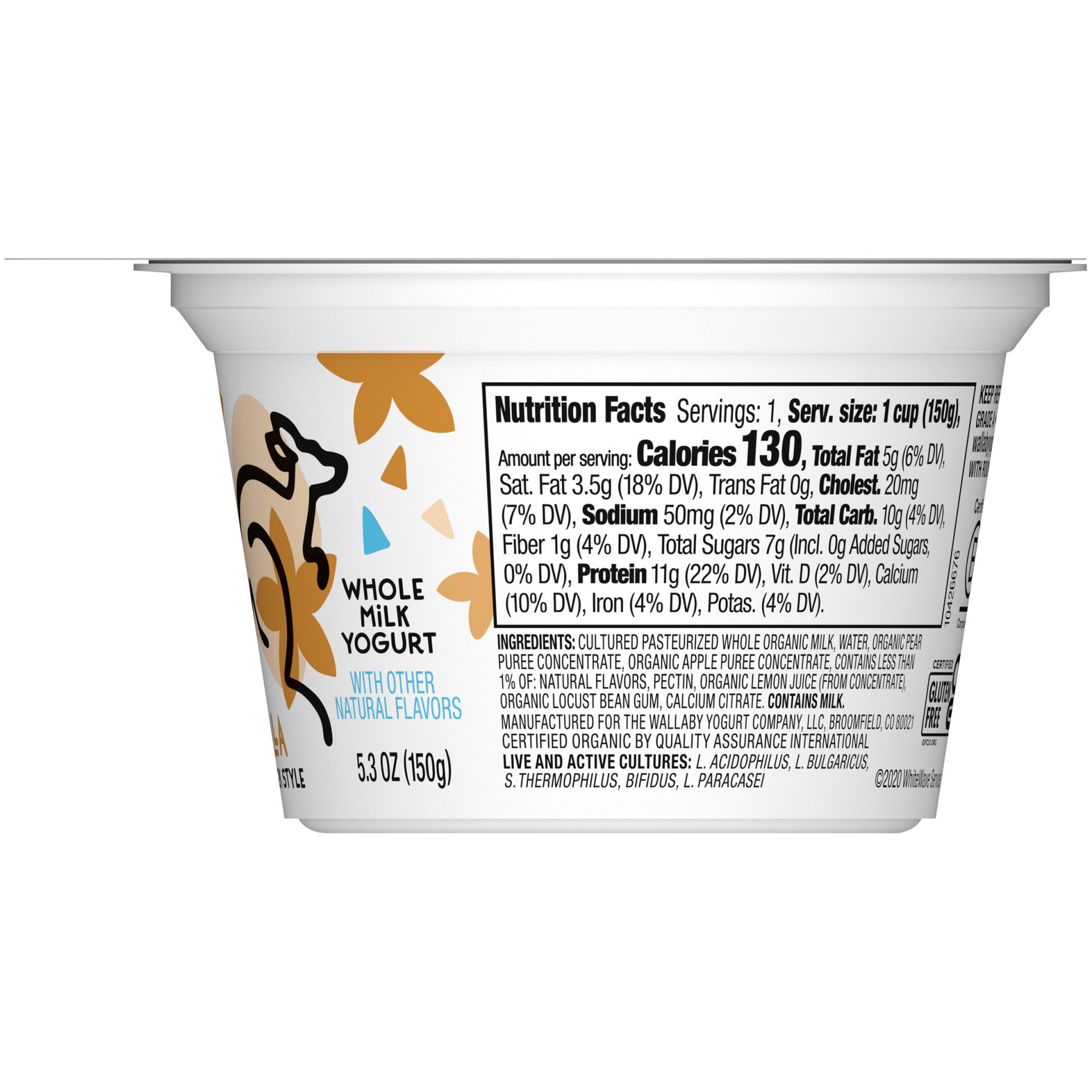 slide 3 of 7, Wallaby Organic Aussie Greek Yogurt, No Sugar Added, Vanilla Chai, USDA Organic, 5.3 oz. Cup, 5.3 oz