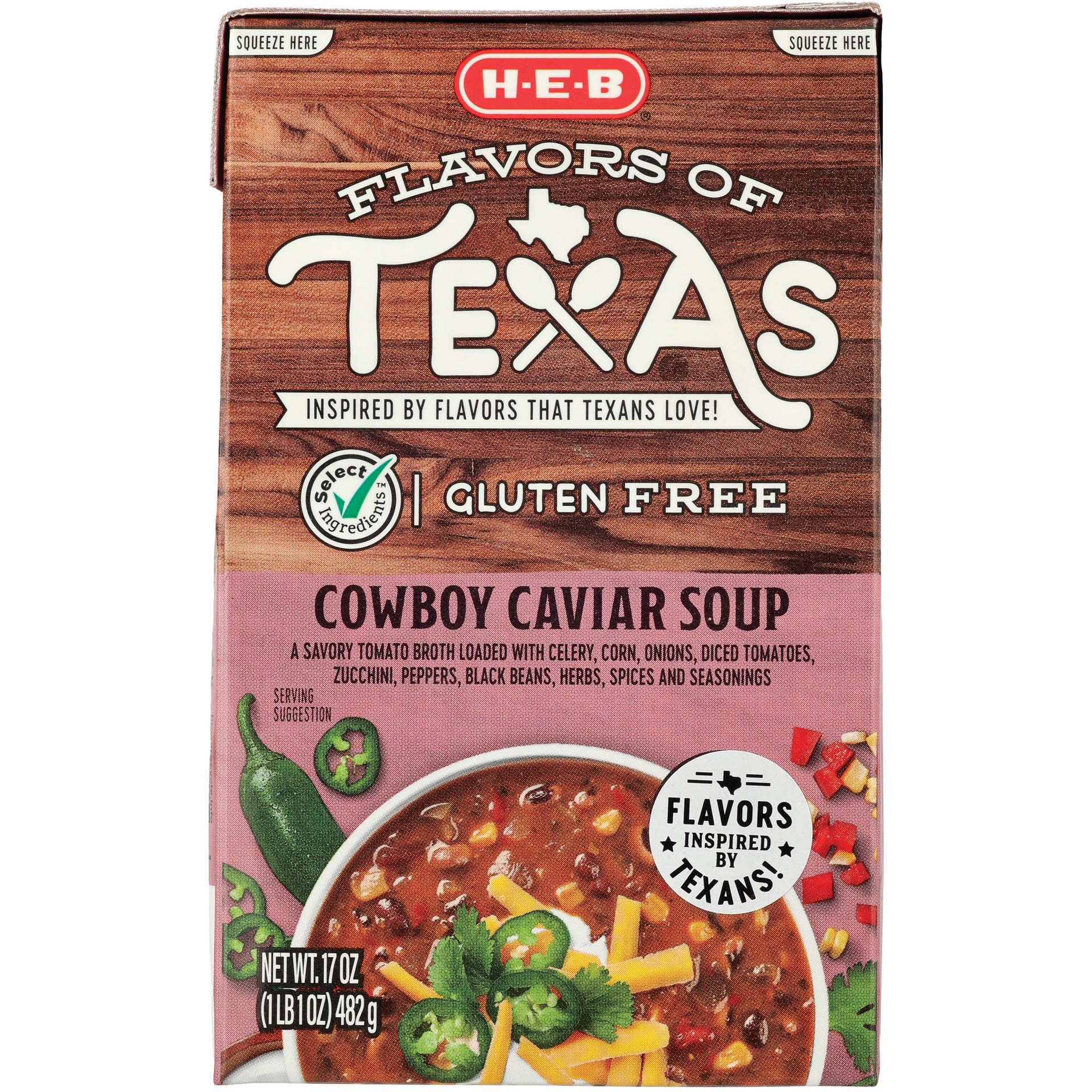 slide 1 of 1, H-E-B Cowboy Caviar Soup, 17 oz