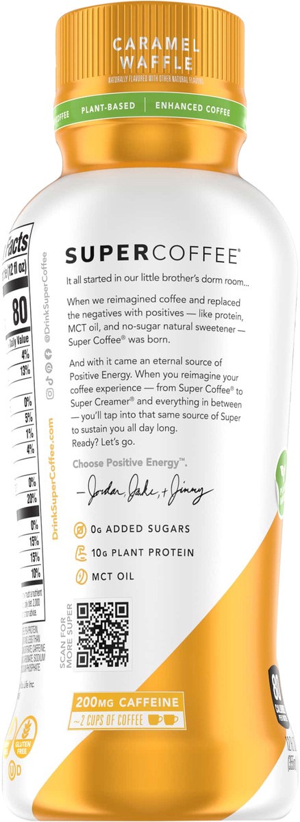 slide 3 of 5, Super Coffee Plant Based Positive Energy Caramel Waffle Enhanced Coffee 12 fl oz, 12 fl oz