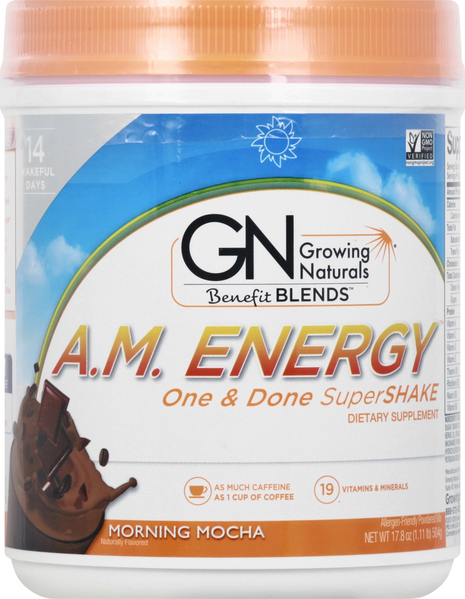 slide 2 of 12, Growing Naturals Benefit Blends AM Energy Morning Mocha One & Done Supershake 17.8 oz, 17.8 oz