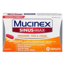 Mucinex Sinus-Max Pressure Pain & Cough Relief Tablets, 20 count