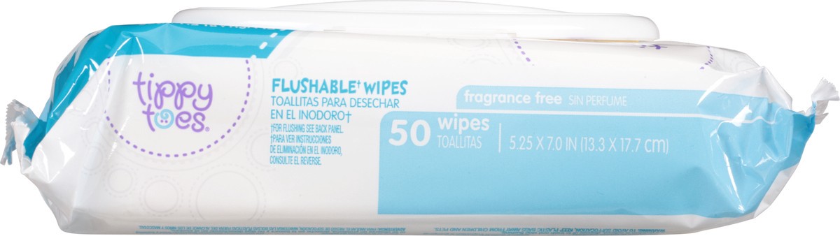 slide 8 of 14, Tippy Toes Flushable Fragrance Free Wipes 50 Each, 50 ct