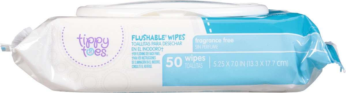 slide 5 of 14, Tippy Toes Flushable Fragrance Free Wipes 50 Each, 50 ct