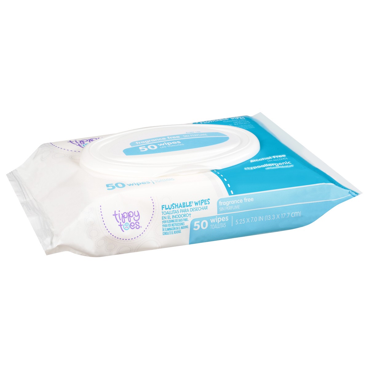 slide 2 of 14, Tippy Toes Flushable Fragrance Free Wipes 50 Each, 50 ct