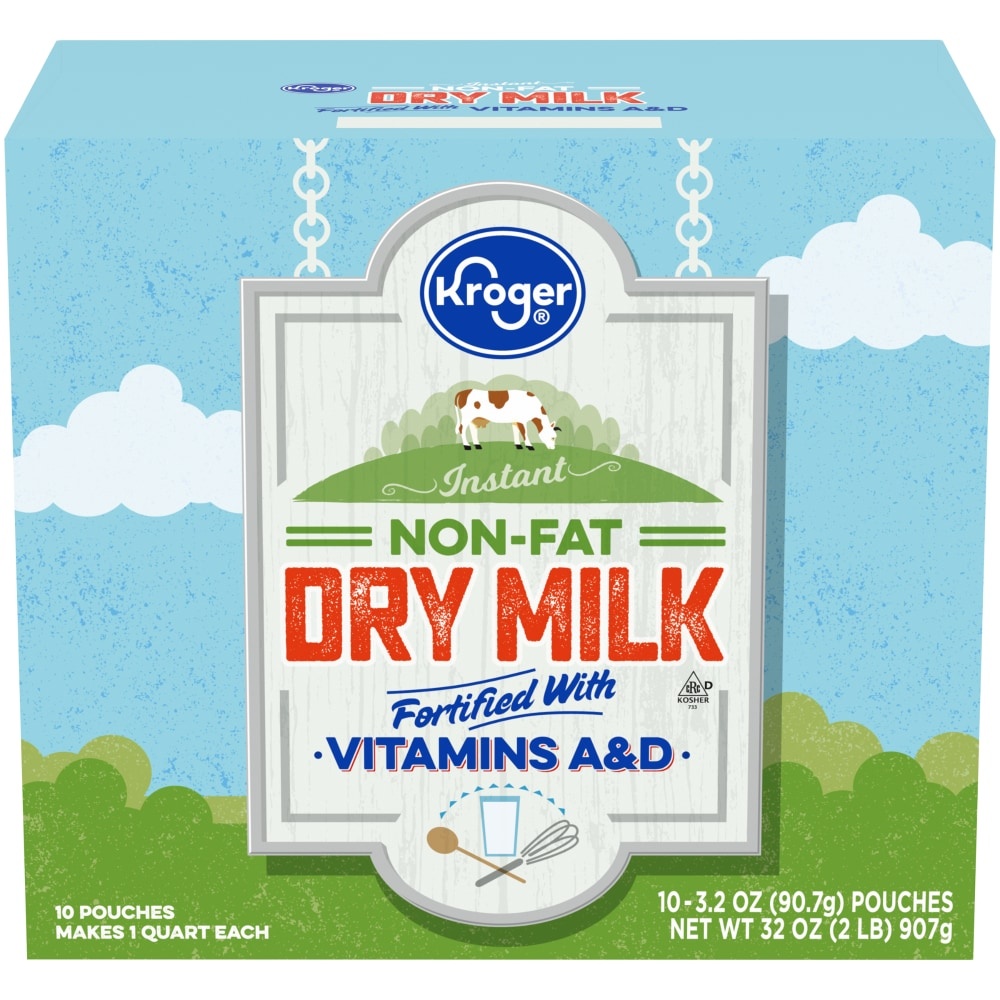 slide 1 of 1, Kroger Instant Non-Fat Dry Milk Pouches, 32 oz