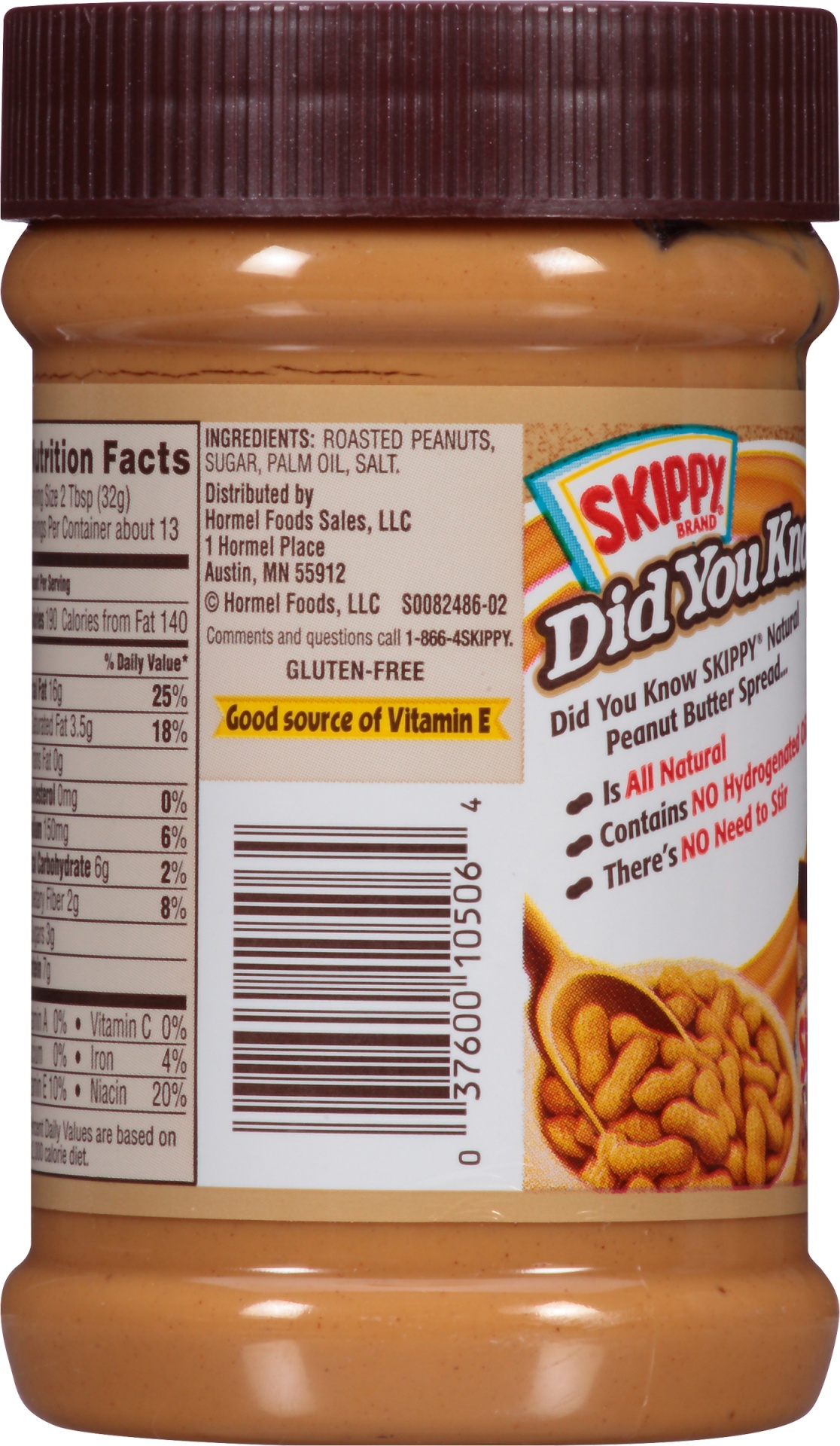 Skippy Natural Peanut Butter Nutrition