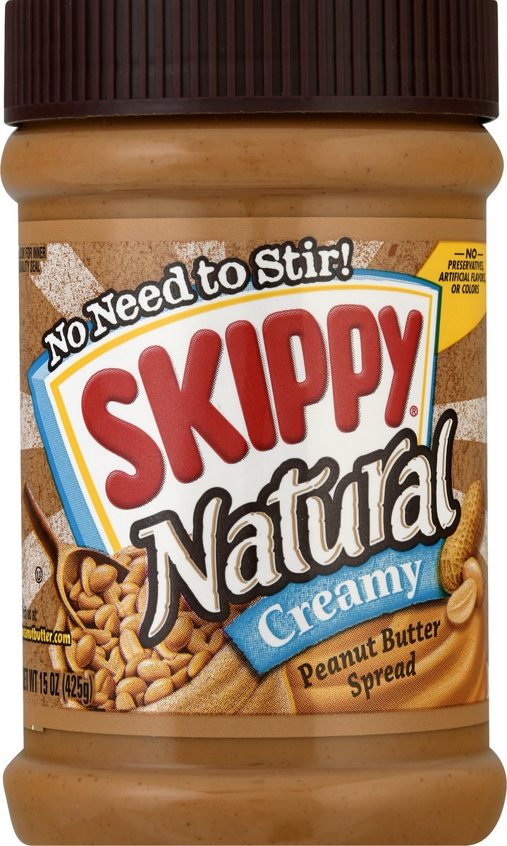 slide 4 of 13, Skippy Natural Creamy Peanut Butter Spread 15 oz, 15 oz