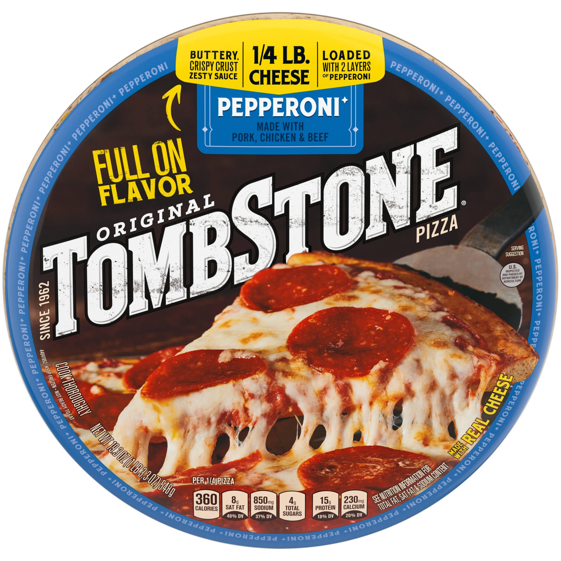 slide 2 of 2, Tombstone Pepperoni Frozen Pizza, 19.3 oz