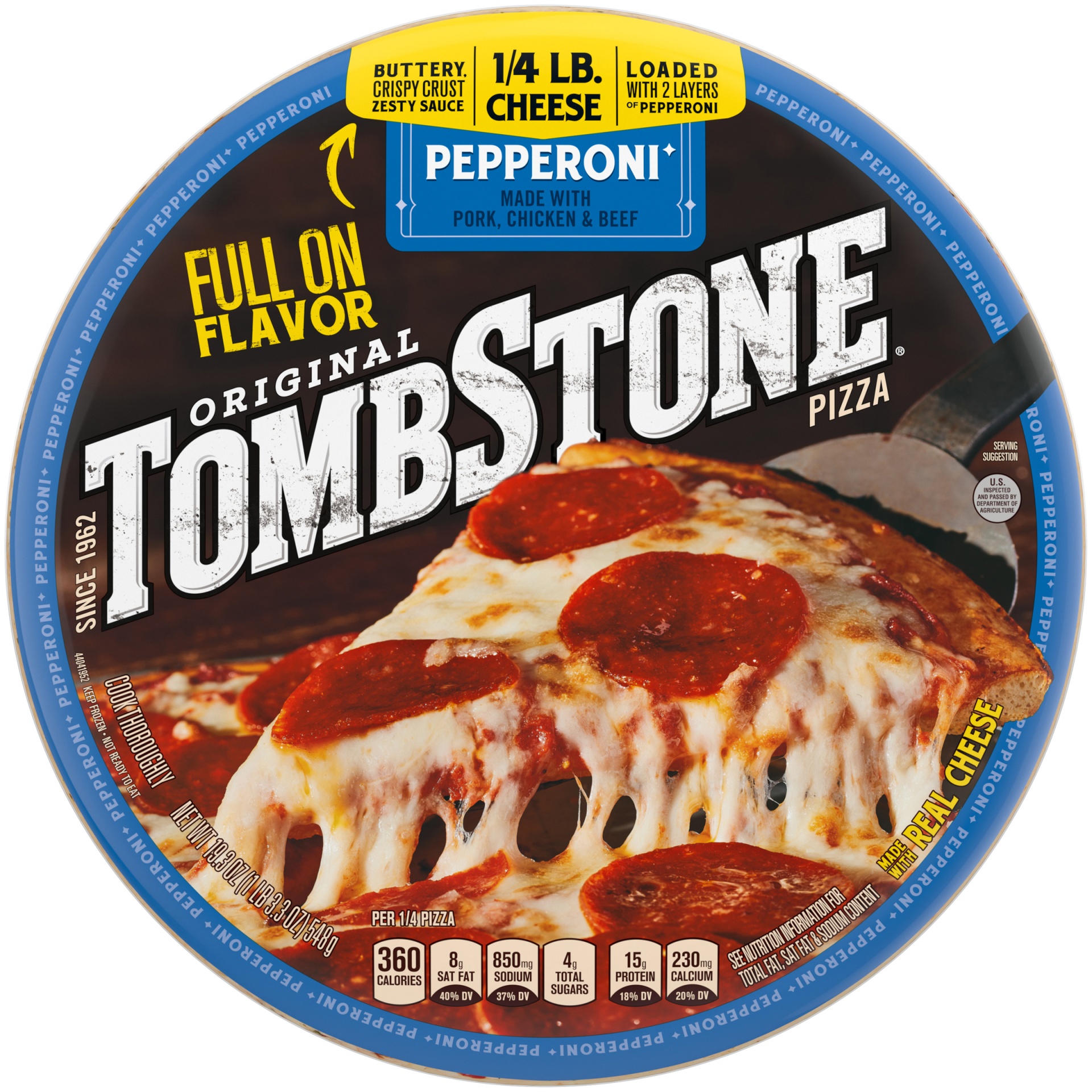 slide 1 of 2, Tombstone Pepperoni Frozen Pizza, 19.3 oz