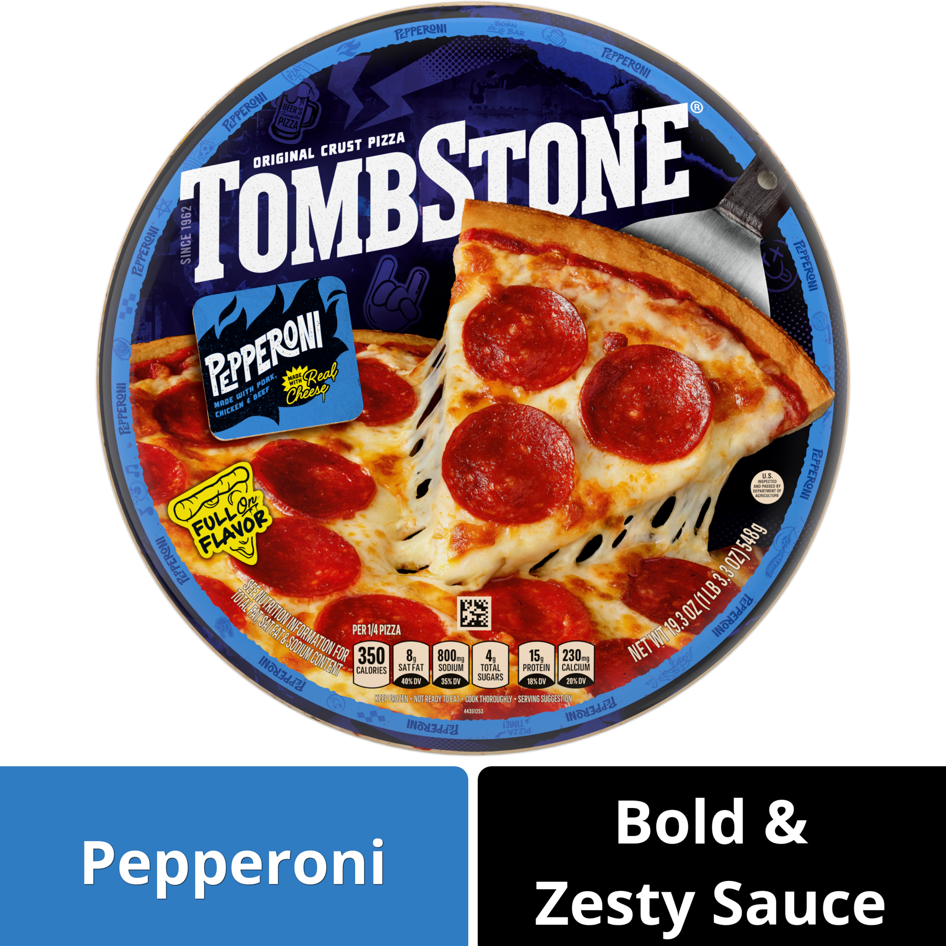 slide 1 of 8, Tombstone Original Crust Pizza, Frozen Pepperoni Pizza, 19.3 oz