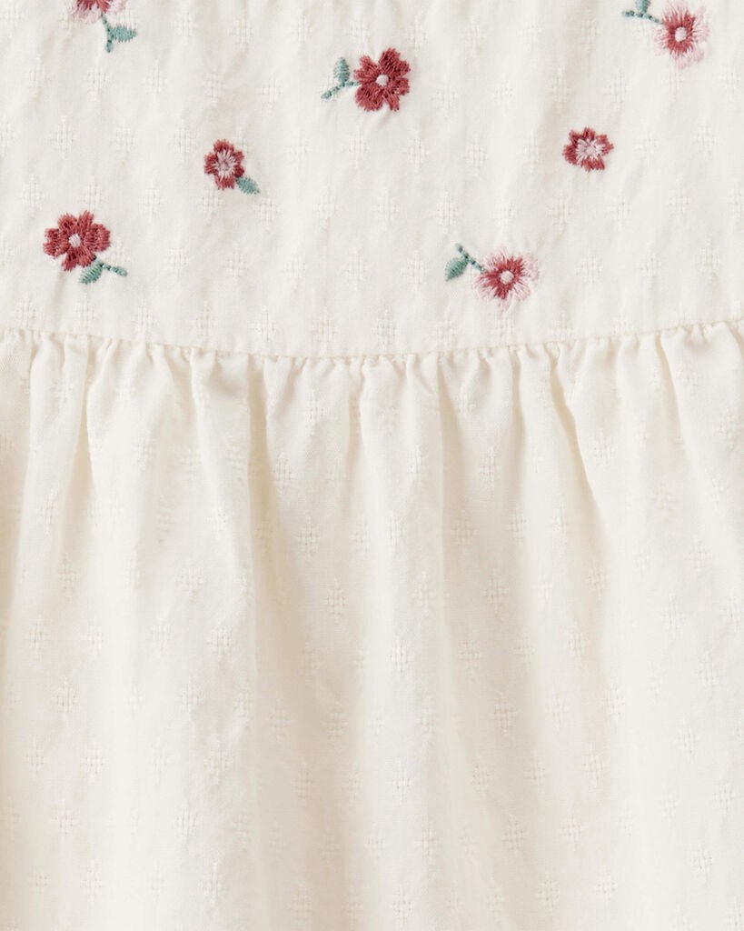 slide 2 of 3, Littleplanet Toddler Girl Organic Cotton Floral Print Long-Sleeve Top Whitecap Cream 2T, 2T