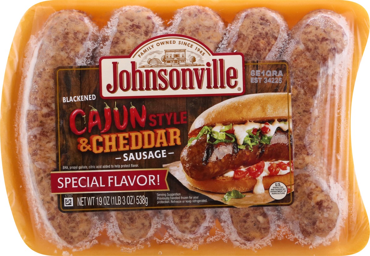 slide 13 of 13, Johnsonville Blackened Cajun Style & Cheddar Sausage 19 oz, 19 oz