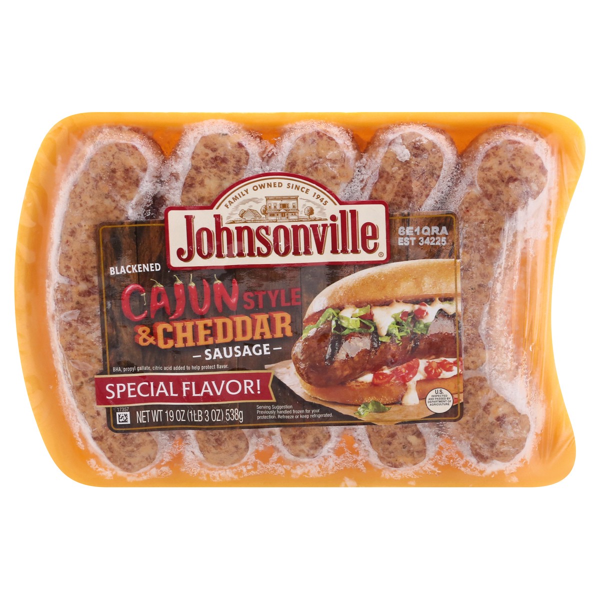 slide 8 of 13, Johnsonville Blackened Cajun Style & Cheddar Sausage 19 oz, 19 oz