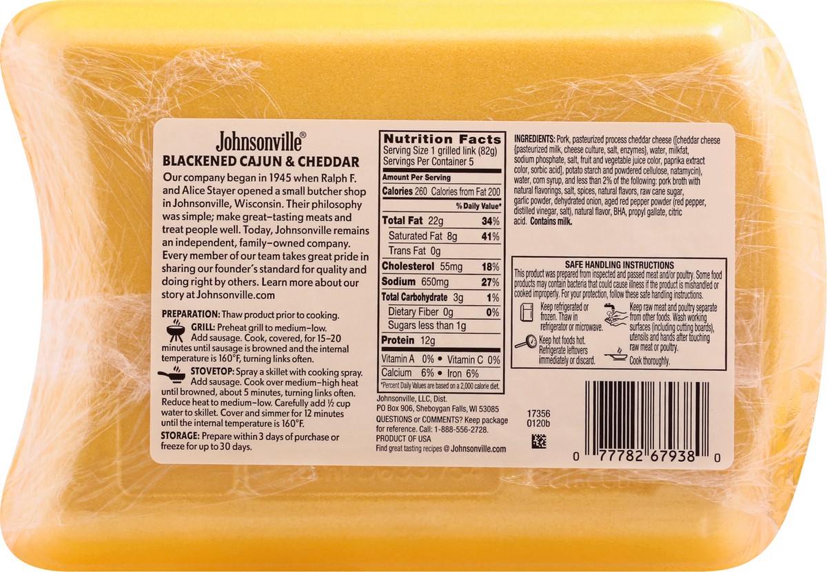 slide 10 of 13, Johnsonville Blackened Cajun Style & Cheddar Sausage 19 oz, 19 oz