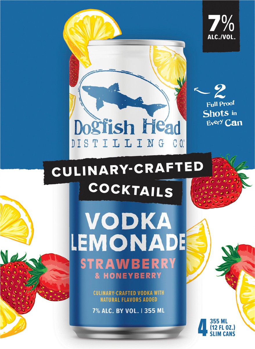 slide 3 of 6, Dogfish Head Culinary-Crafted Cocktails Strawberry & Honeyberry Vodka Lemonade 7% ABV (12 fl. oz. Can, 4pk.), 1 ct