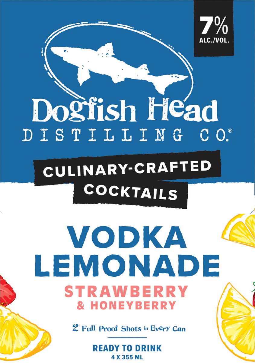 slide 2 of 6, Dogfish Head Culinary-Crafted Cocktails Strawberry & Honeyberry Vodka Lemonade 7% ABV (12 fl. oz. Can, 4pk.), 1 ct