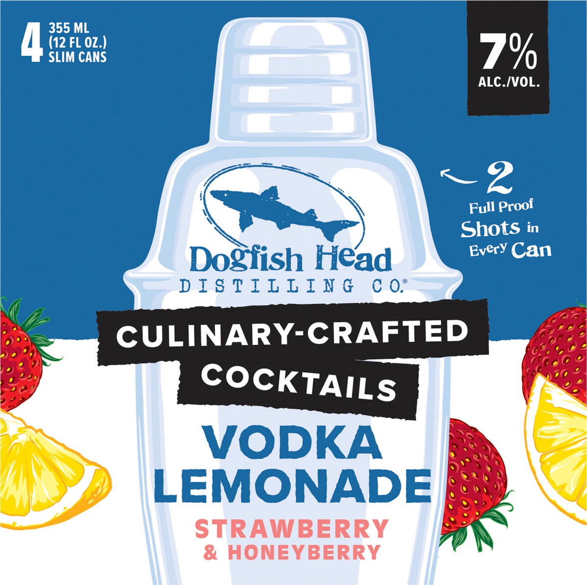 slide 6 of 6, Dogfish Head Culinary-Crafted Cocktails Strawberry & Honeyberry Vodka Lemonade 7% ABV (12 fl. oz. Can, 4pk.), 1 ct