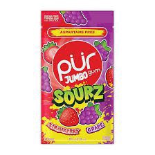 slide 1 of 1, Pur Gum Jumbo Sour Strawberry Grape, 2.9 oz
