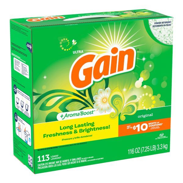 slide 3 of 9, Gain Powder Laundry Deterget Hec Ultra Original 113 Loads, 116 oz
