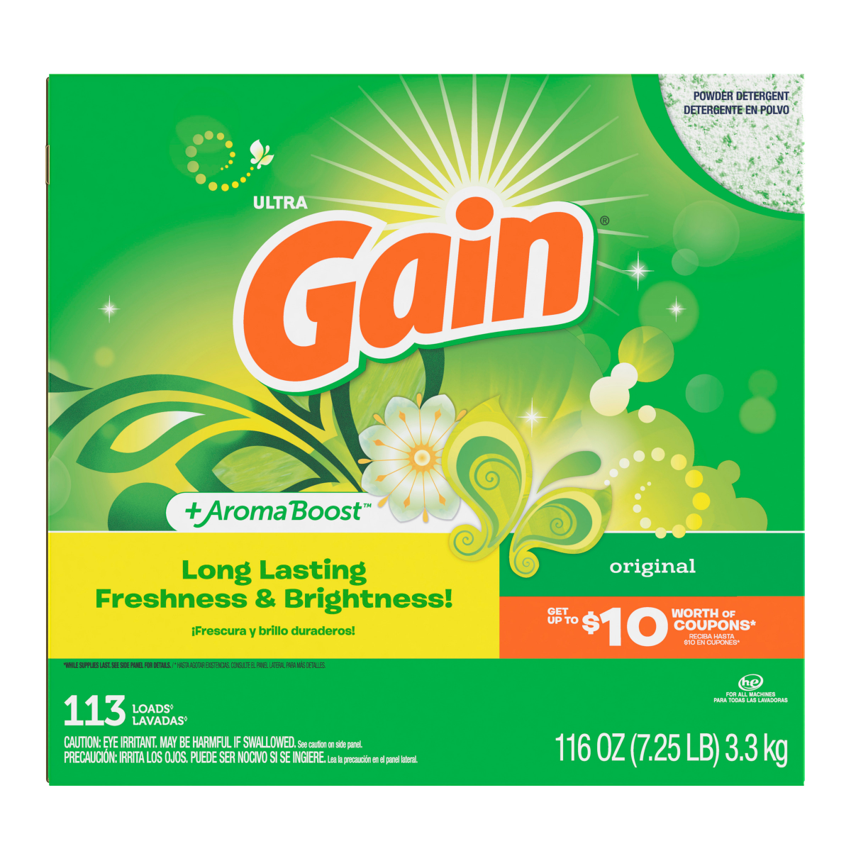 slide 1 of 9, Gain Powder Laundry Deterget Hec Ultra Original 113 Loads, 116 oz