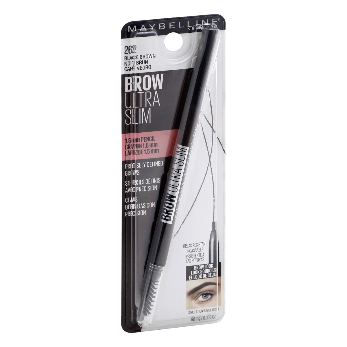 slide 2 of 9, MaybellineExpress Brow Ultra Slim Eyebrow Pencil - Black Brown - 0.003oz: Precision Filling & Shaping, Natural Finish, Spoolie Brush Included, 1 ct