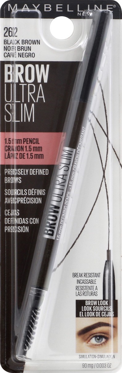 slide 6 of 9, MaybellineExpress Brow Ultra Slim Eyebrow Pencil - Black Brown - 0.003oz: Precision Filling & Shaping, Natural Finish, Spoolie Brush Included, 1 ct