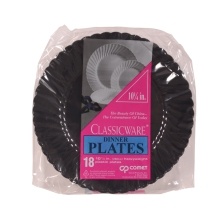 slide 1 of 1, Classicware Black Plastic Plates, 18 ct; 10.25 in