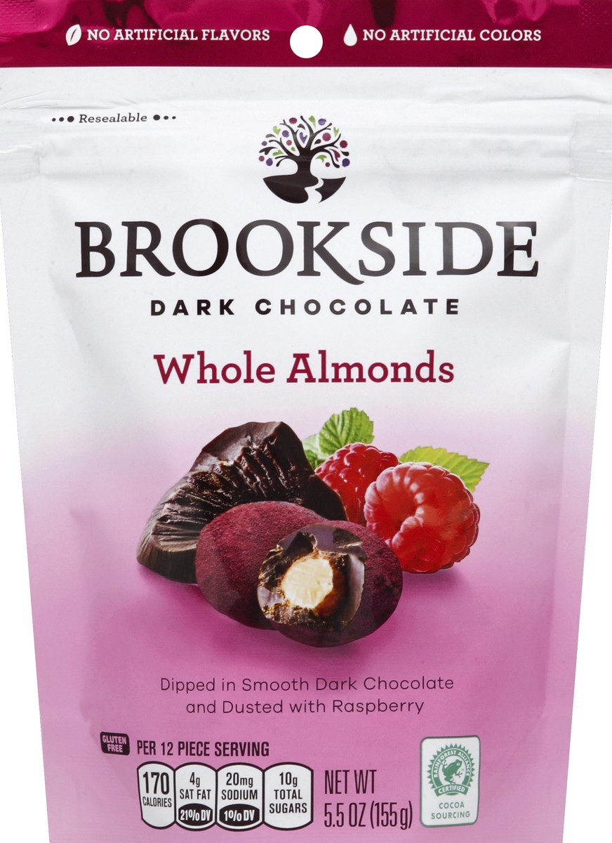 slide 5 of 6, Brookside Dark Chocolate Whole Almonds Dusted With Raspberry, 5.5 oz