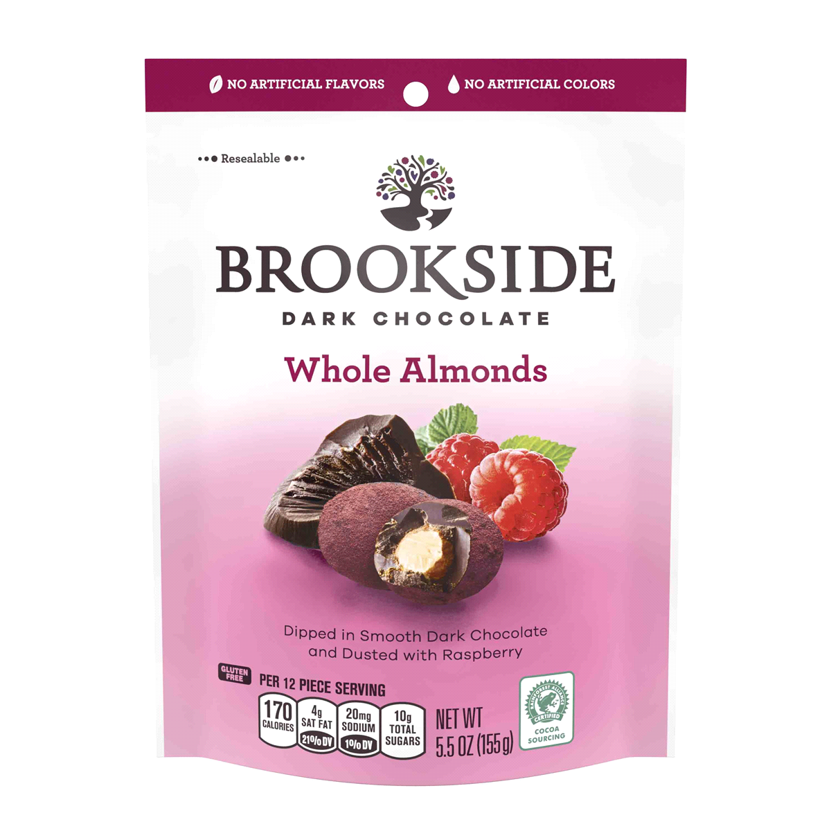 slide 1 of 1, Brookside Dark Chocolate Whole Almonds Dusted With Raspberry, 5.5 oz
