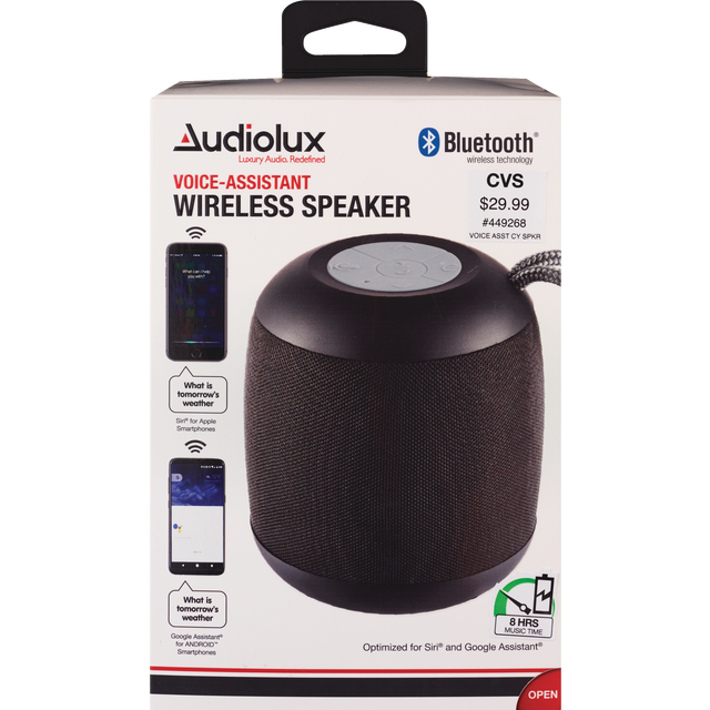 slide 1 of 1, Audiolux Voice Enabled Bluetooth Portable Speaker, 1 ct