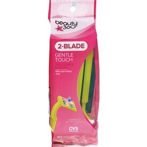 slide 1 of 1, Beauty 360 2-Blade Women's Gentle Touch Disposable Razors, 10 ct