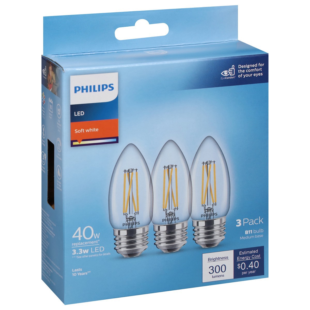 slide 7 of 9, Philips 3.3 Watts Soft White LED Light Bulbs 3 ea, 3 ct
